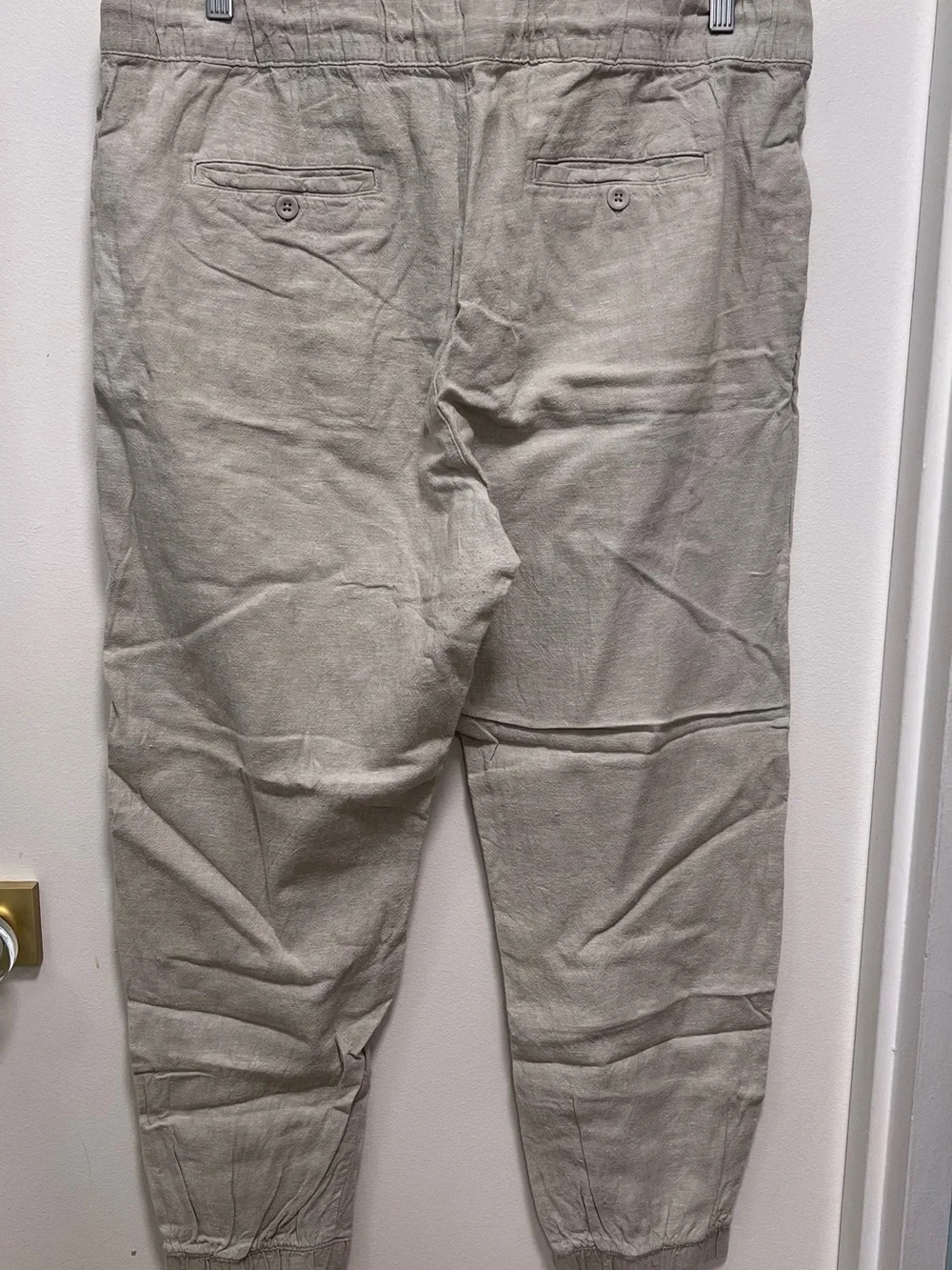 (2) Saks Fifth Avenue Men's Drawstring Linen Joggers in Beige and Light Gray